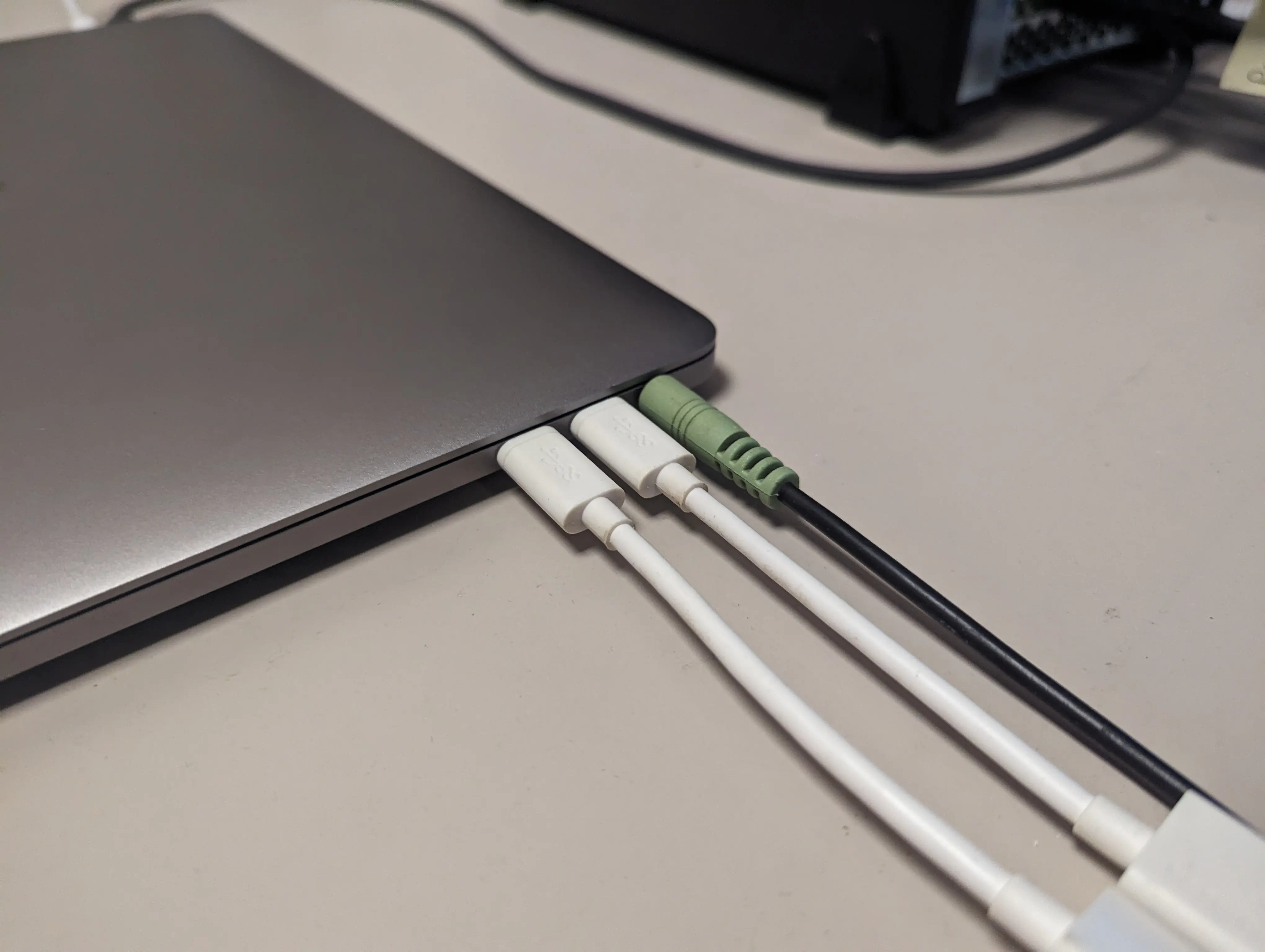 Closeup of microphone cable