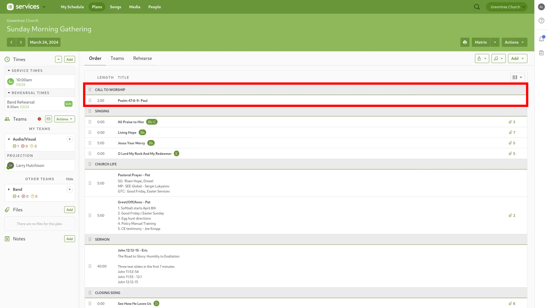 Planning Center Scripture Reading Labeled