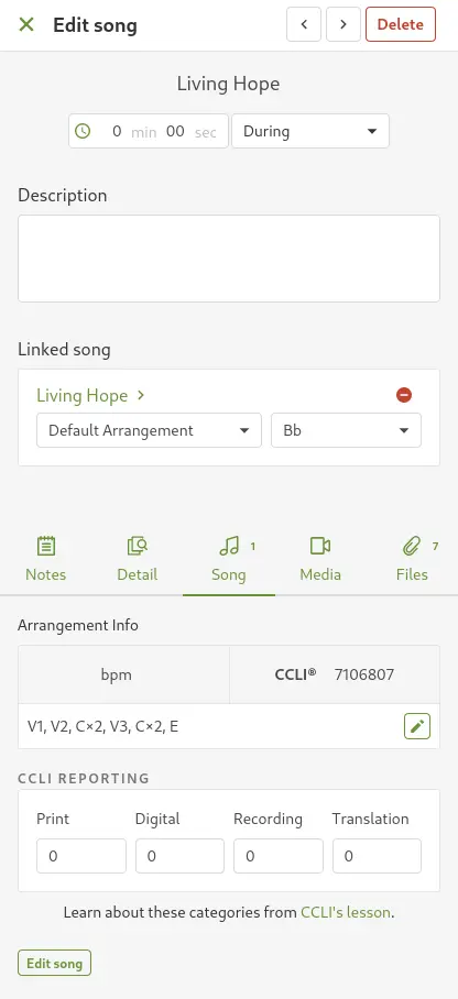 Planning Center Detail Panel
