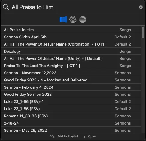 Song Title Search Result
